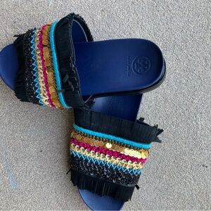 New Tory Burch Isle Leather Slide 9.5 sandal flat